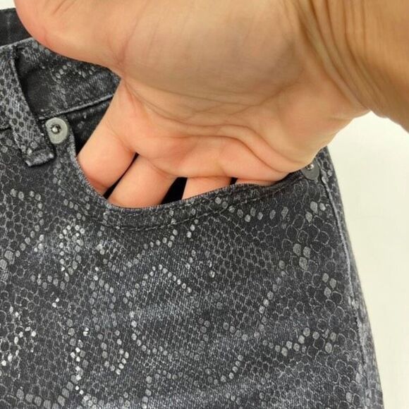 R13 Alison Skinny Python‎ Print Distressed Skinny Leg Jeans Charcoal Size 25 - Picture 7 of 12